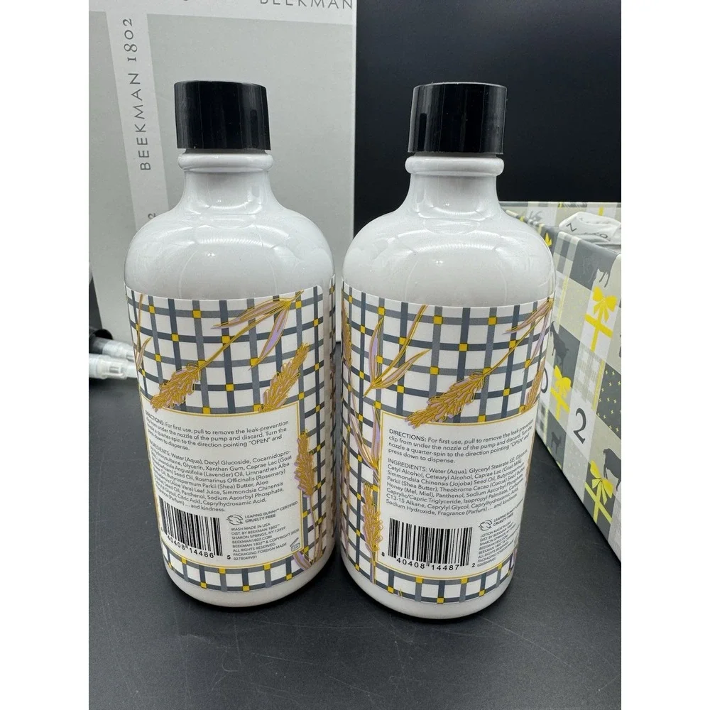Beekman 1802 Lavender Goat Milk Lotion & Wash Gift Set w Ceramic Tray NEW